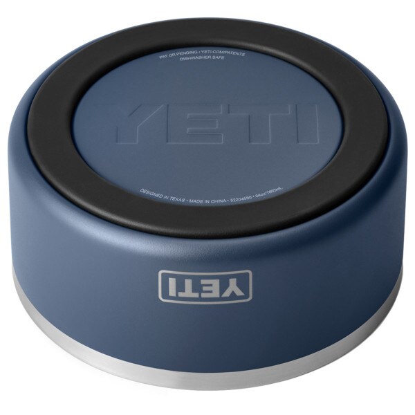 bottom of navy Yeti pet bowl with non-slip ring